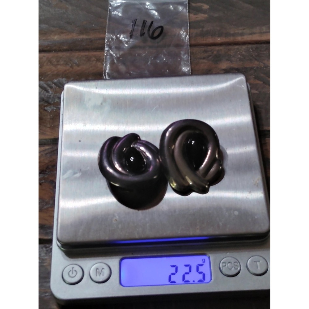 Vintage Taxco TL-41 Black Onyx Sterling Silver Swirl Clip On Earrings 22g 925